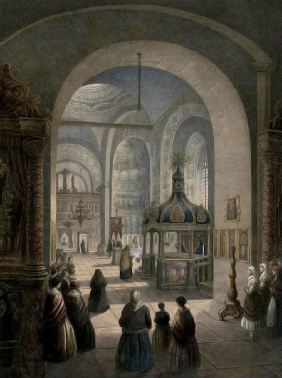 Cernăuți, interiorul Bisericii Mitropolitane – acuarelă de Franz Xaver Knapp (1809-1883) Cernăuți, interiorul Bisericii Mitropolitane – acuarelă de Franz Xaver Knapp (1809-1883)