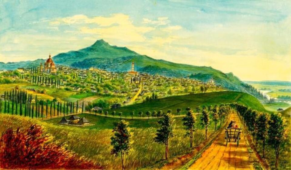 Cernăuți, intrarea în oraș – acuarelă de Franz Xaver Knapp (1809-1883)