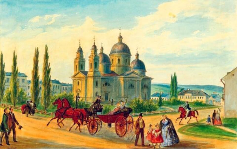 Cernăuți, Văzuta Cernăuților – acuarelă de Franz Xaver Knapp (1809-1883)