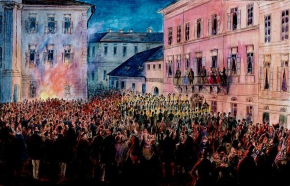 Cernăuți, Arderea din 1860 – acuarelă de Franz Xaver Knapp (1809-1883)