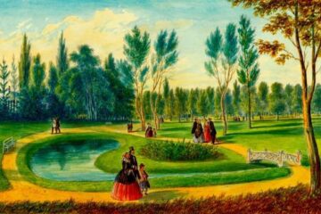 Cernăuți, Grădina Publică – acuarelă de Franz Xaver Knapp (1809-1883)