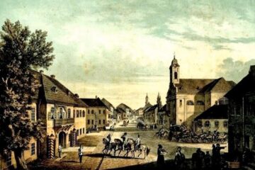 Cernăuți, Ulița Mare – acuarelă de Franz Xaver Knapp (1809-1883)