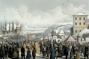 Cernăuți, Sfințirea apei, la serbarea Arătării Domnului – acuarelă de Franz Xaver Knapp (1809-1883)