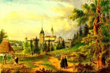 Dragomirna, mănăstirea, în 1860 – acuarelă de Franz Xaver Knapp (1809-1883)
