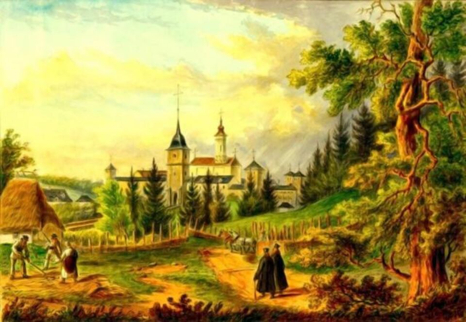 Dragomirna, mănăstirea, în 1860 – acuarelă de Franz Xaver Knapp (1809-1883) Dragomirna, mănăstirea, în 1860 – acuarelă de Franz Xaver Knapp (1809-1883)