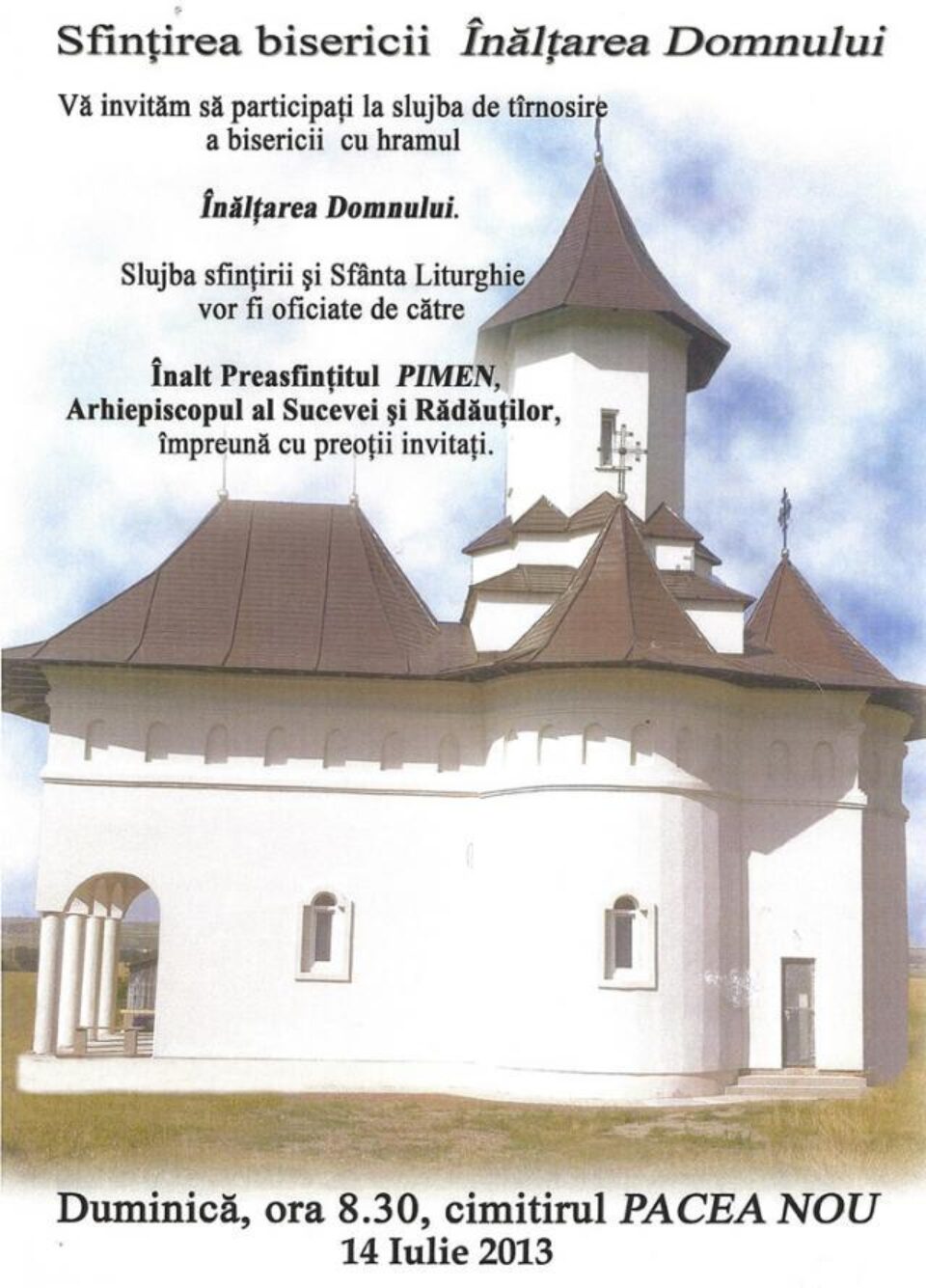 Sfințirea Bisericii Înălțarea Domnului, Cimitirul Pacea Nou Suceava