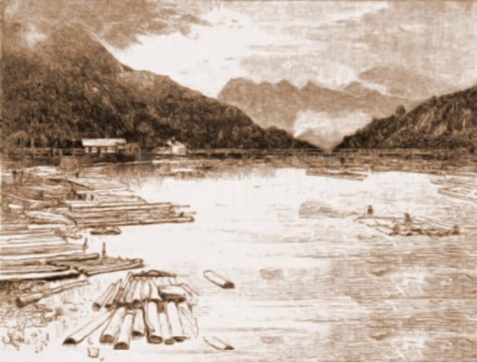 Ceremuș, Plute pe Ceremuș – desen de Mattias Adolf Charlemont (1820-1871) Ceremuș, Plute pe Ceremuș – desen de Mattias Adolf Charlemont (1820-1871)