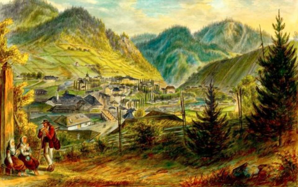 Iacobeni – acuarelă de Franz Xaver Knapp (1809-1883)