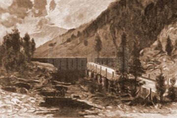 Ceremuș, baraj – desen de Mattias Adolf Charlemont (1820-1871)