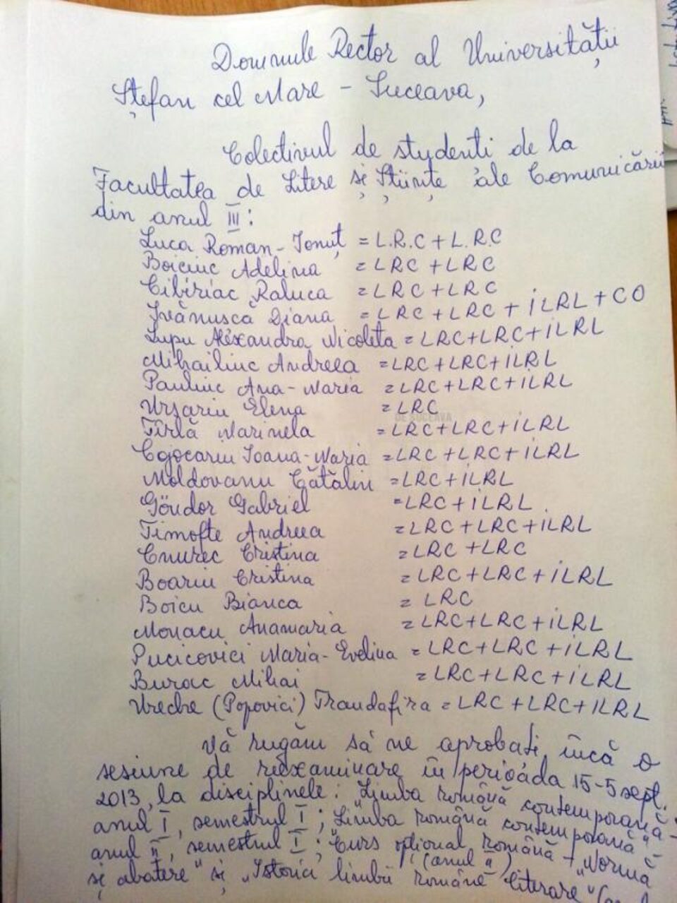 Sesizarea studenților
