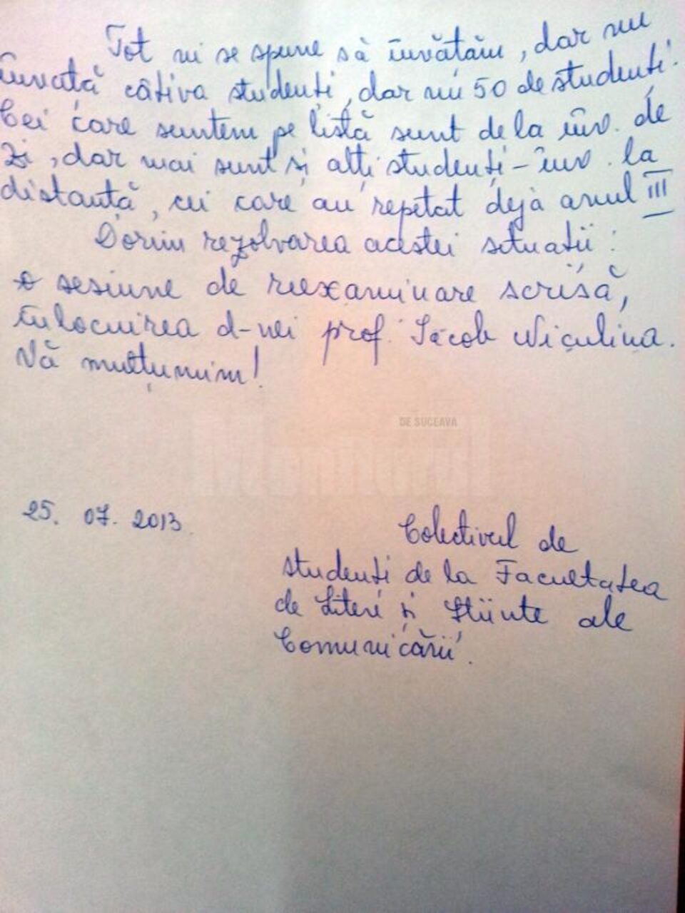 Sesizarea studenților