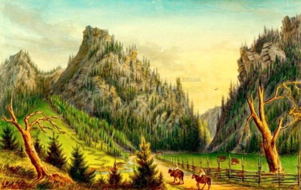 Lucava, Valea Lucavei – acuarelă de Franz Xaver Knapp (1809-1883)