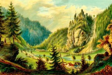 Pojorâta, Valea Putnei – acuarelă de Franz Xaver Knapp (1809-1883)