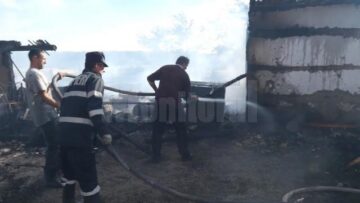 Incendiul foarte puternic a mistuit gospodăriile a doi frați și hala unei societăți de transport din localitate