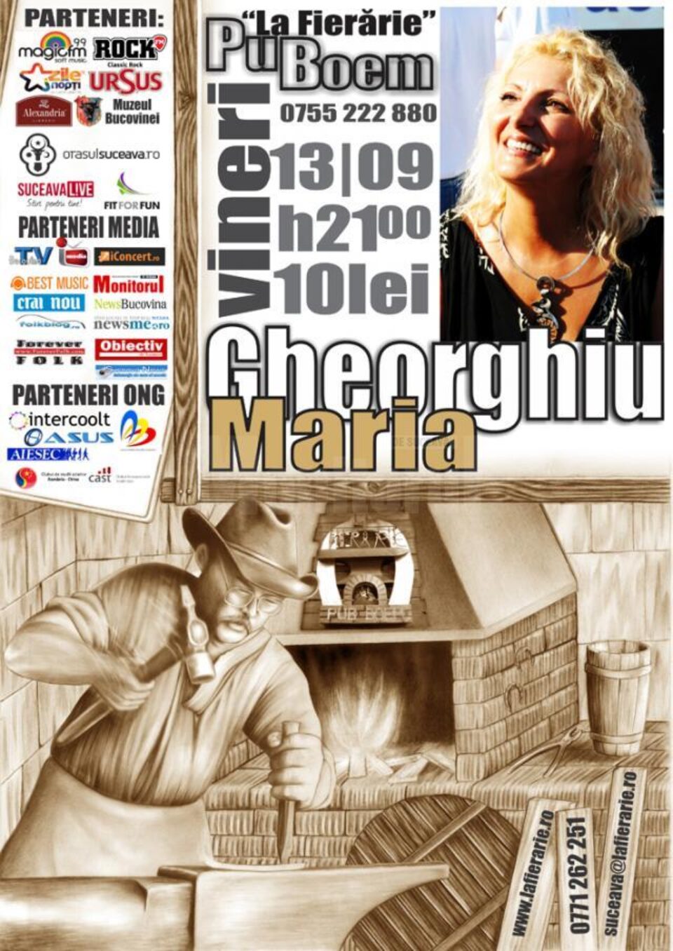 Maria Gheorghiu revine pe scena "La Fierărie" Pub Boem