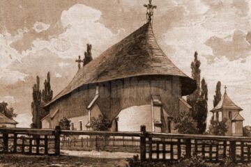 Rădăuți, biserica Bogdania – desen de Rudolf Bernt (1844-1914)