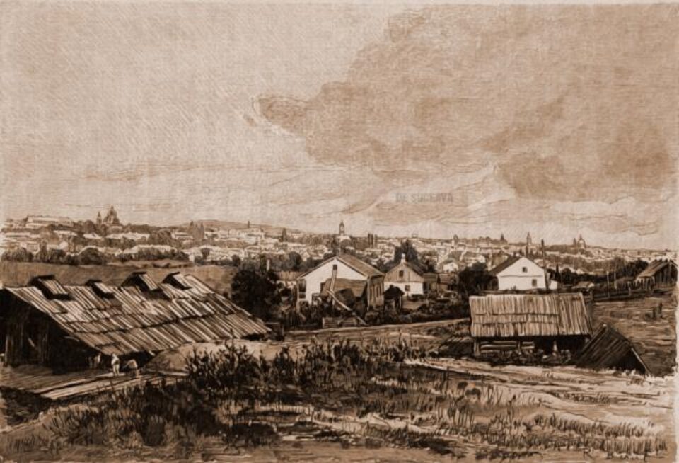 Rădăuți – desen de Mattias Adolf Charlemont (1820-1871)
