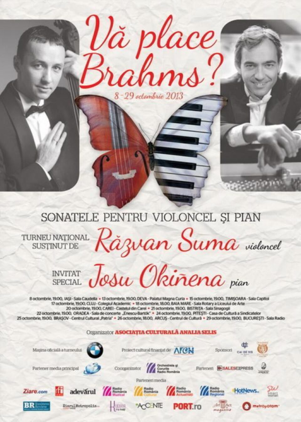 Violoncelistul Răzvan Suma și pianistul spaniol Josu Okiñena, în concert la Suceava