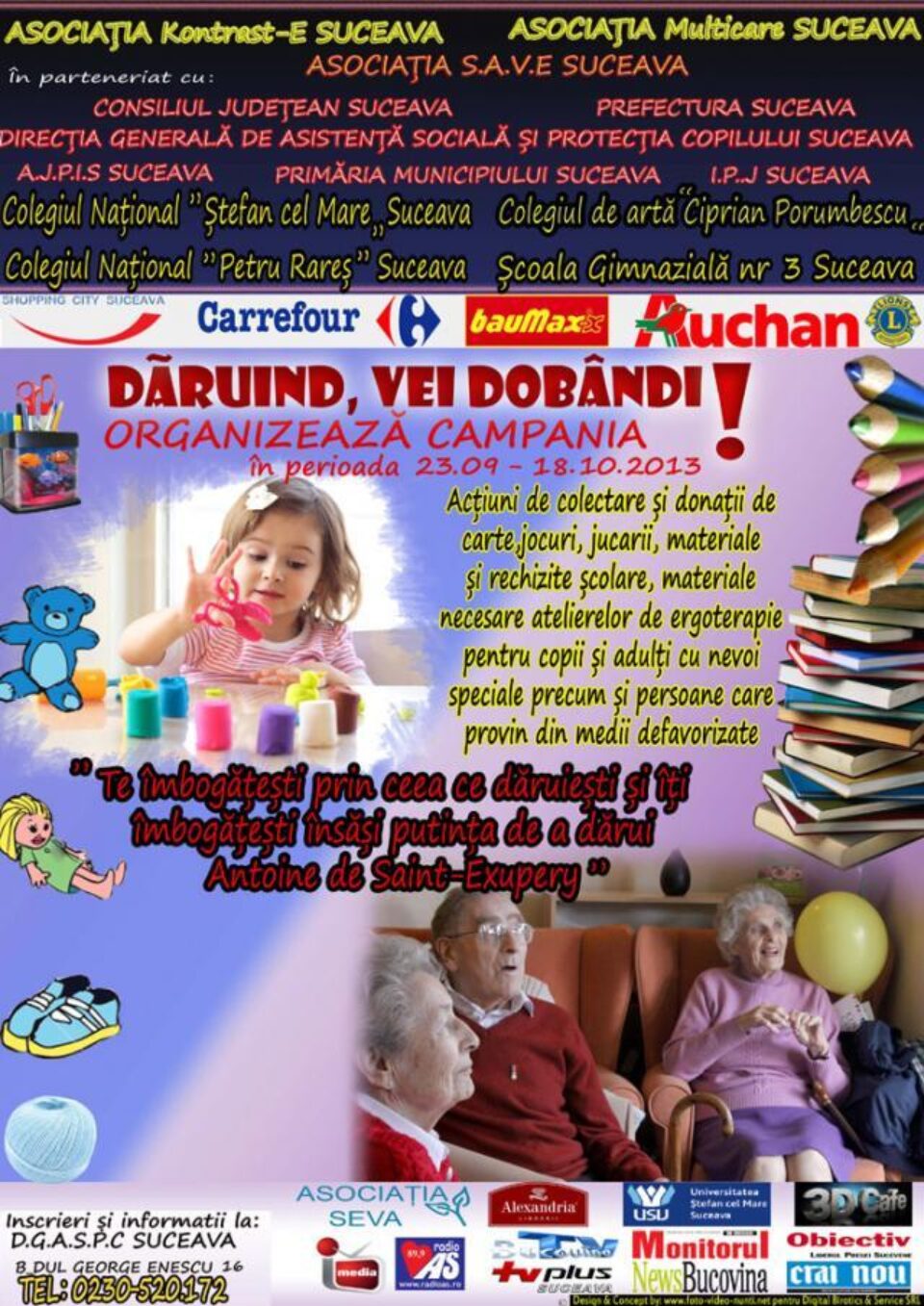 Acțiuni de colectare și donații pentru copiii și bătrânii neajutorați