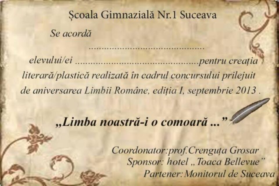 Locul III, clasele V – VIII, Alexandru Grigoraș, pentru realizarea diplomei concursului