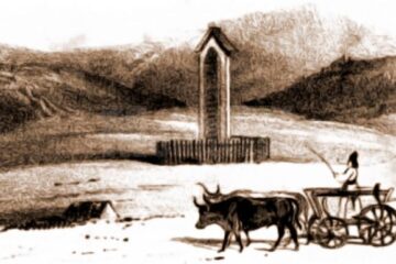 Vama, Stâlpul lui Vodă, în 1832 – desen de I. Schubirsz