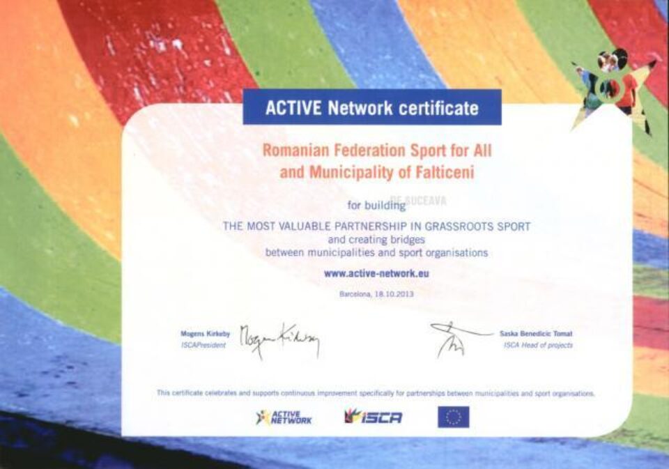 Primăria Fălticeni și Federația Română Sportul pentru Toți, premiate la Barcelona