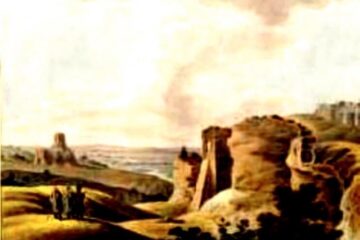 Suceava, Ruinele, în 1805 – acuarelă de Franz Jaschke (1775-1842)