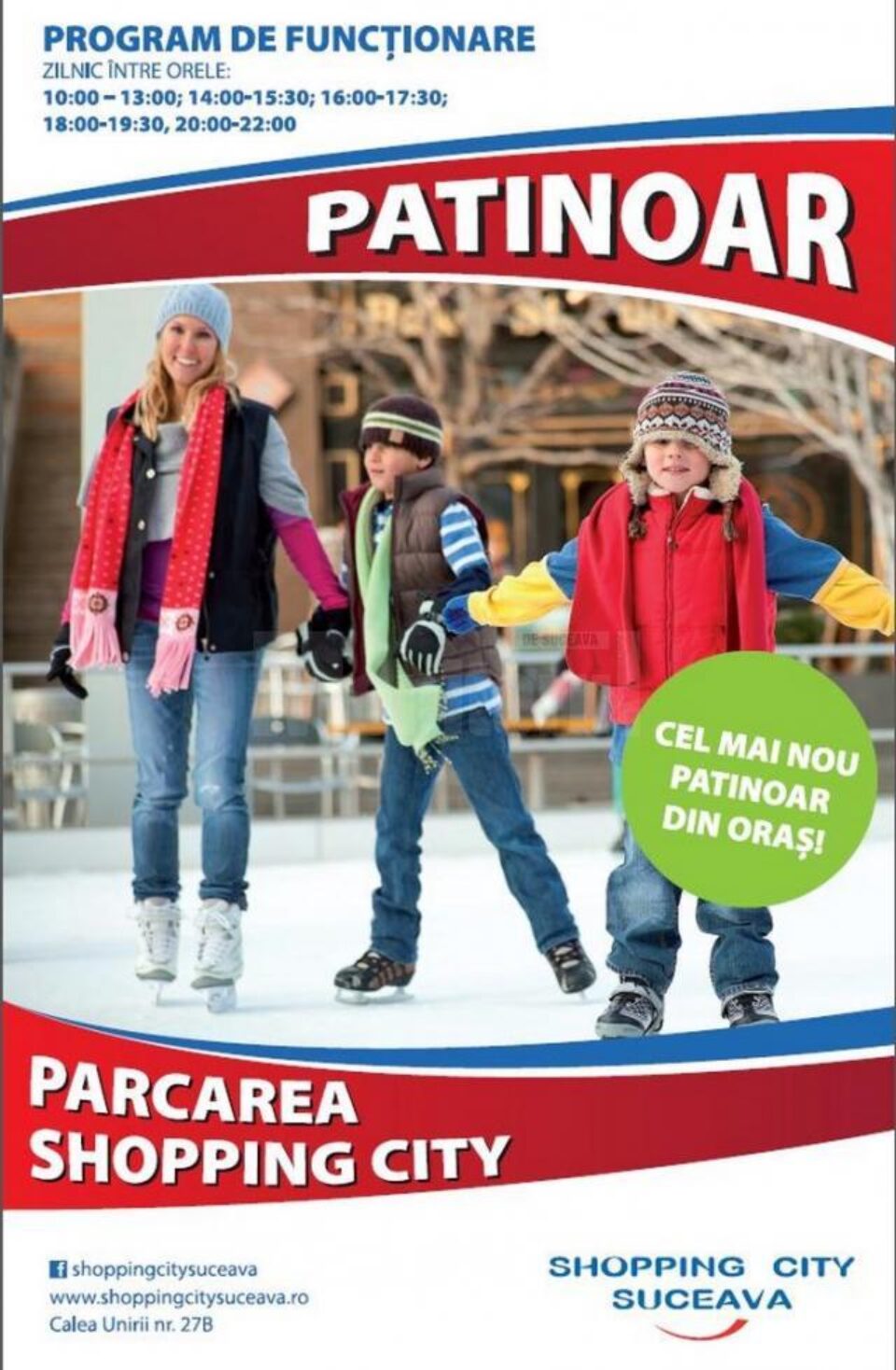 Cel mai nou patinoar din oraș, inaugurat la Shopping City Suceava