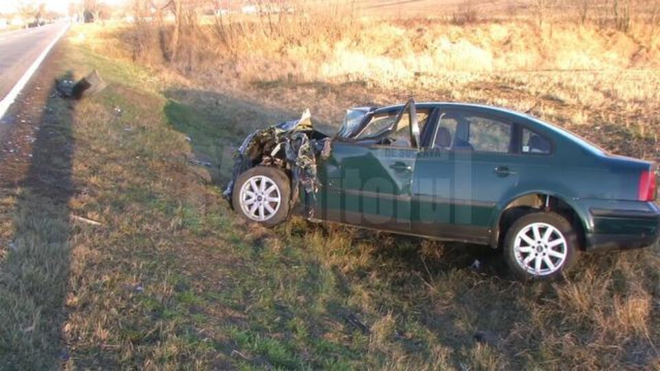 Autoturismul Audi a fost avariat destul de serios