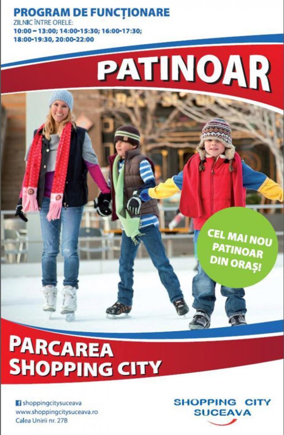 Cel mai nou patinoar din oraș, inaugurat la Shopping City Suceava