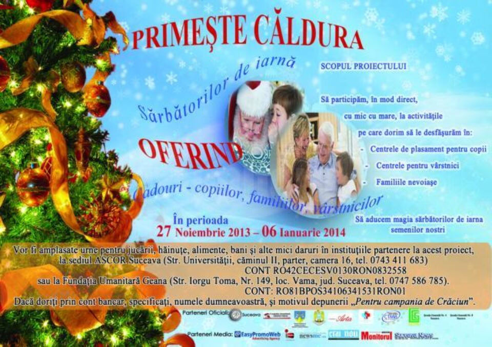 Campania umanitară „Primești căldură, oferind”, organizată de ASCOR și Fundația Geana