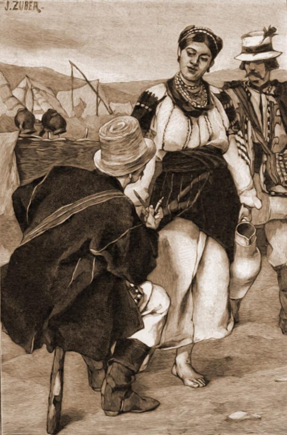 Port din regiunea Ceremușului – desen de Julius Zalaty Zuber (1867-1918)