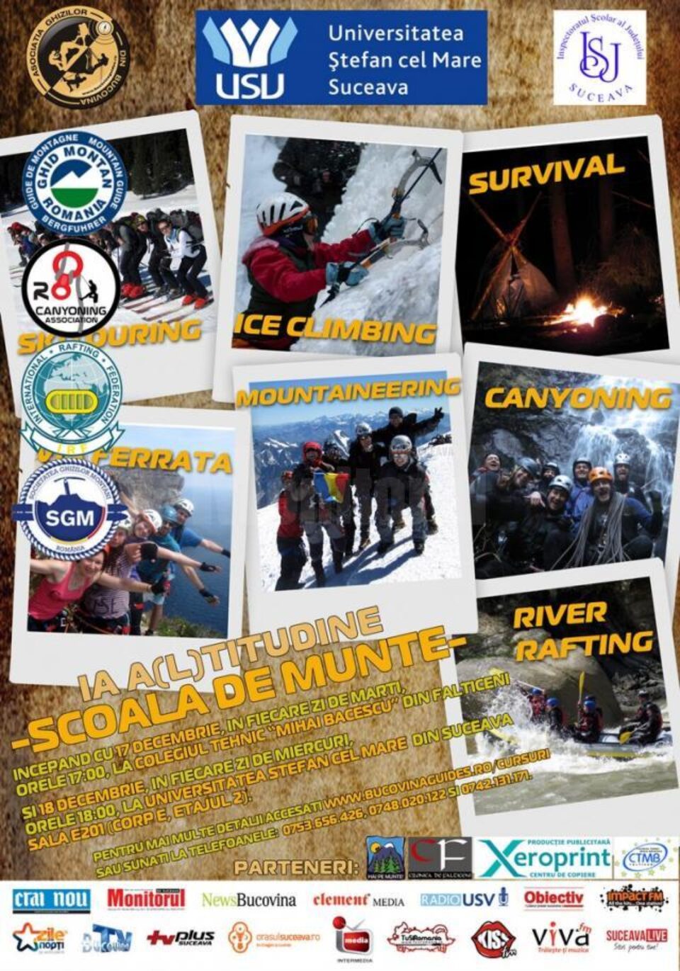 Cursuri gratuite de alpinism, schi și rafting, inițiate de Asociația Ghizilor din Bucovina Cursuri gratuite de alpinism, schi și rafting, inițiate de Asociația Ghizilor din Bucovina