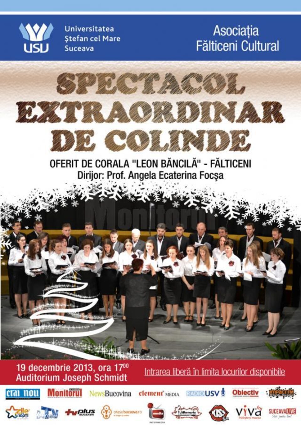 Spectacol de colinde oferit de corala "Leon Băncilă" Fălticeni, la USV