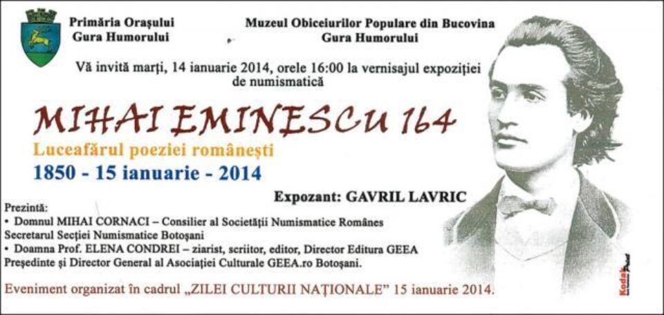 Expoziția numismatică „Mihai Eminescu”