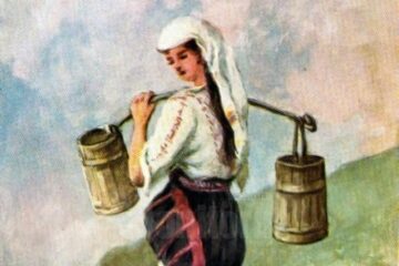 Fetița cu cofa – tablou de Eugen Maximovici (1857-1926)