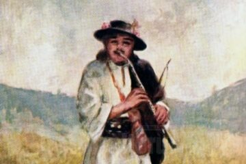 Flăcău cântând din fluier – tablou de Eugen Maximovici (1857-1926)