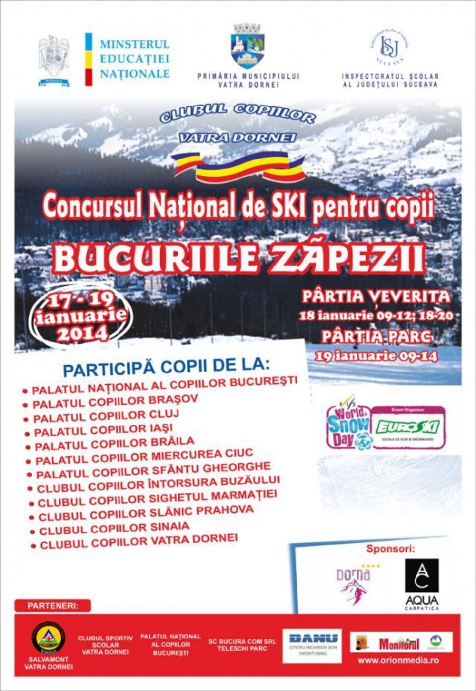 Concursul național de schi pentru copii „Bucuriile zăpezii” va avea loc în week-end