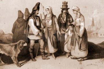 Huțani, în 1832 – desen de I. Schumirsz