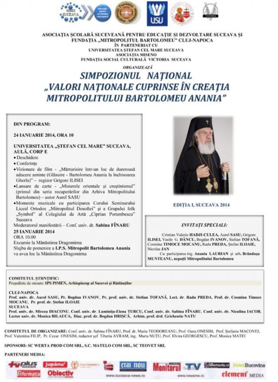 „Valori naționale cuprinse în creația Mitropolitului Bartolomeu Anania”, ediția I