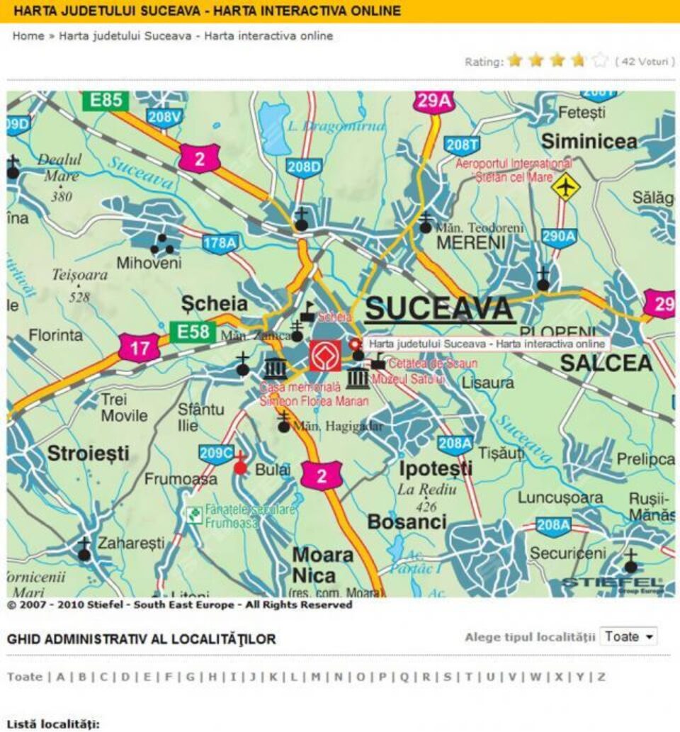 Harta interactivă de la Prefectura Suceava