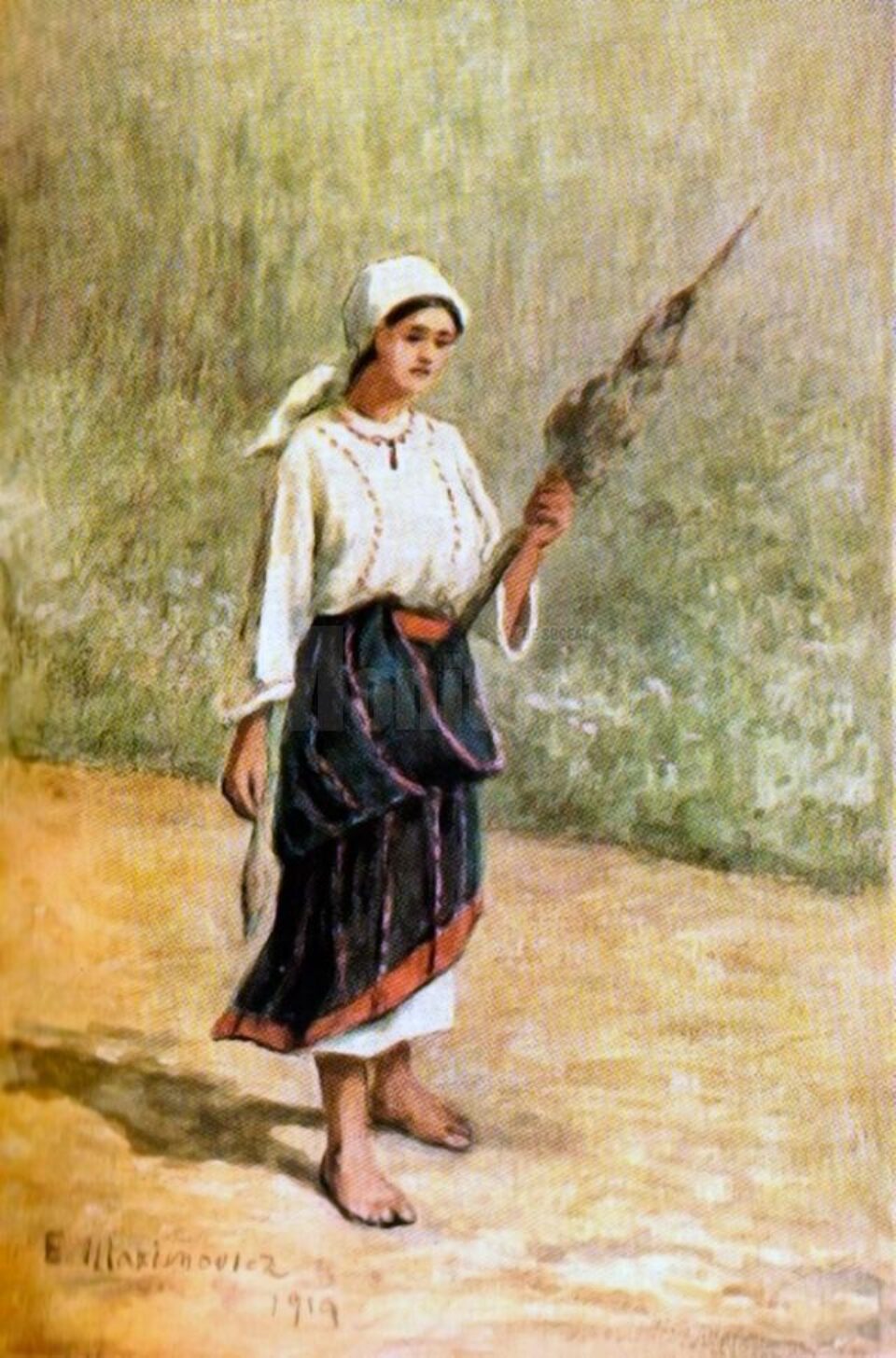 O fată de la țară – tablou de Eugen Maximovici (1857-1926)