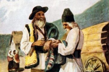 Doi munteni cu desagi – tablou de Eugen Maximovici (1857-1926)