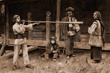 Huțuli cu bucium – desen de Zygmund