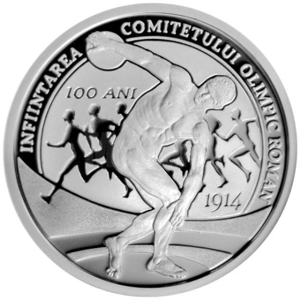 Monedă din argint dedicată aniversării a 100 de ani de la înființarea Comitetului Olimpic Român Monedă din argint dedicată aniversării a 100 de ani de la înființarea Comitetului Olimpic Român