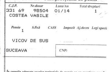 Vasile Costea a încasat ultima pensie de 1 leu în ianuarie 2014