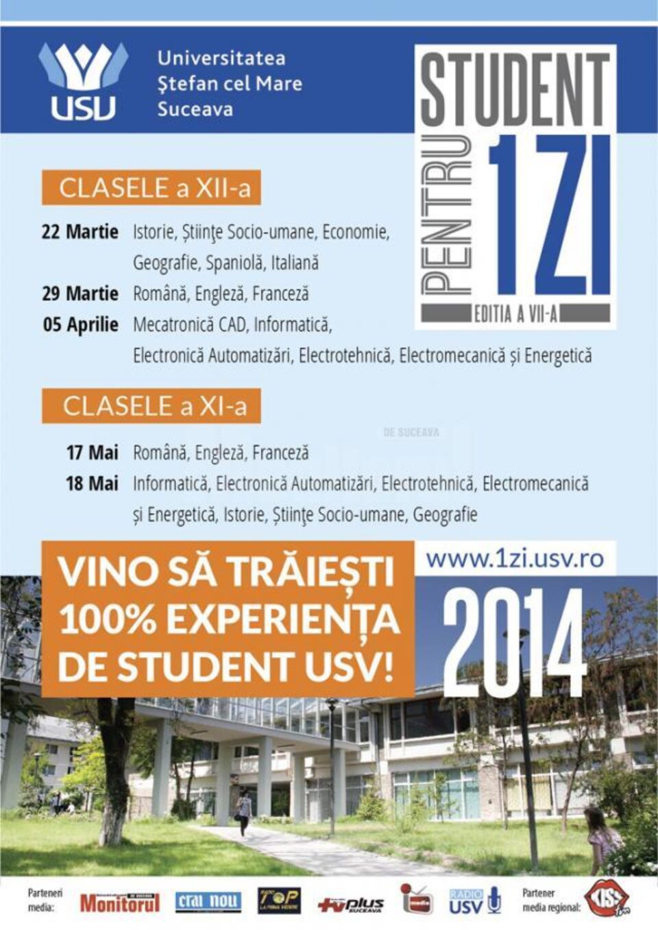 USV organizează a VII-a ediție a concursului pentru liceeni „Student pentru o zi” USV organizează a VII-a ediție a concursului pentru liceeni „Student pentru o zi”