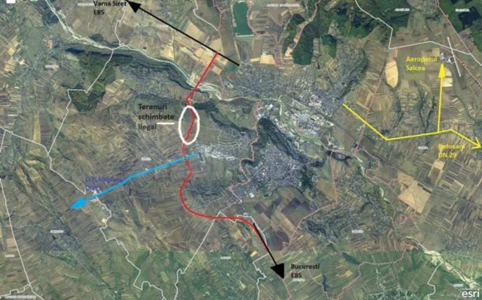 Șoseaua de centură se intersectează cu DN 17, iese spre E 85, facilitează legătura cu Vama Siret –Ucraina și Aeroportul Suceava Sursa: ANCPI