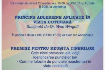 Conferință cu tema „Principii adleriene aplicate în viața cotidiană”