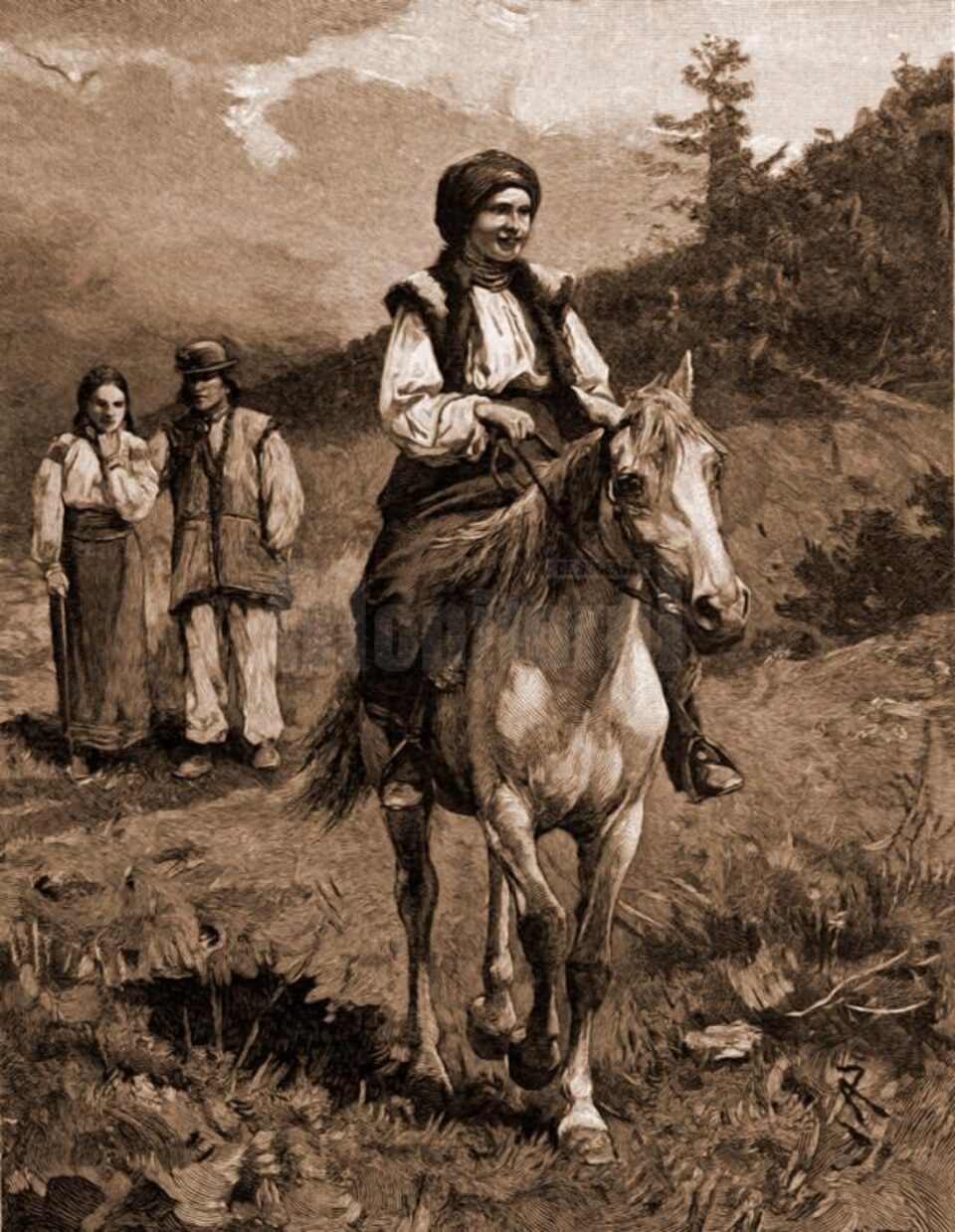Huțancă, în îmbrăcăminte de vară – desen de Mattias Adolf Charlemont (1820-1871) Huțancă, în îmbrăcăminte de vară – desen de Mattias Adolf Charlemont (1820-1871)